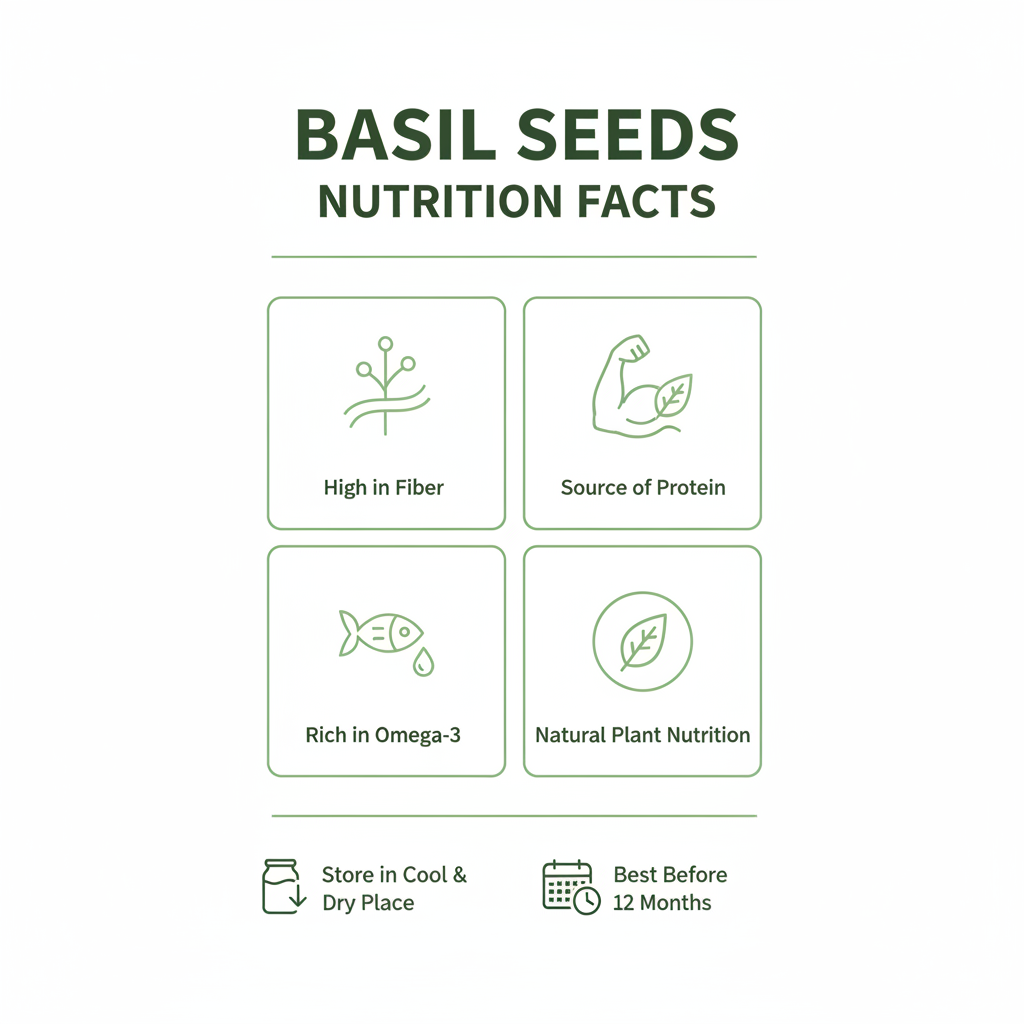 Basil seeds nutrition information panel