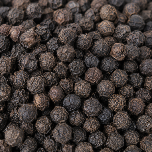 Close-up of black peppercorns
