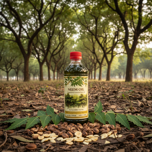 Neem Oil Bottle in Forest