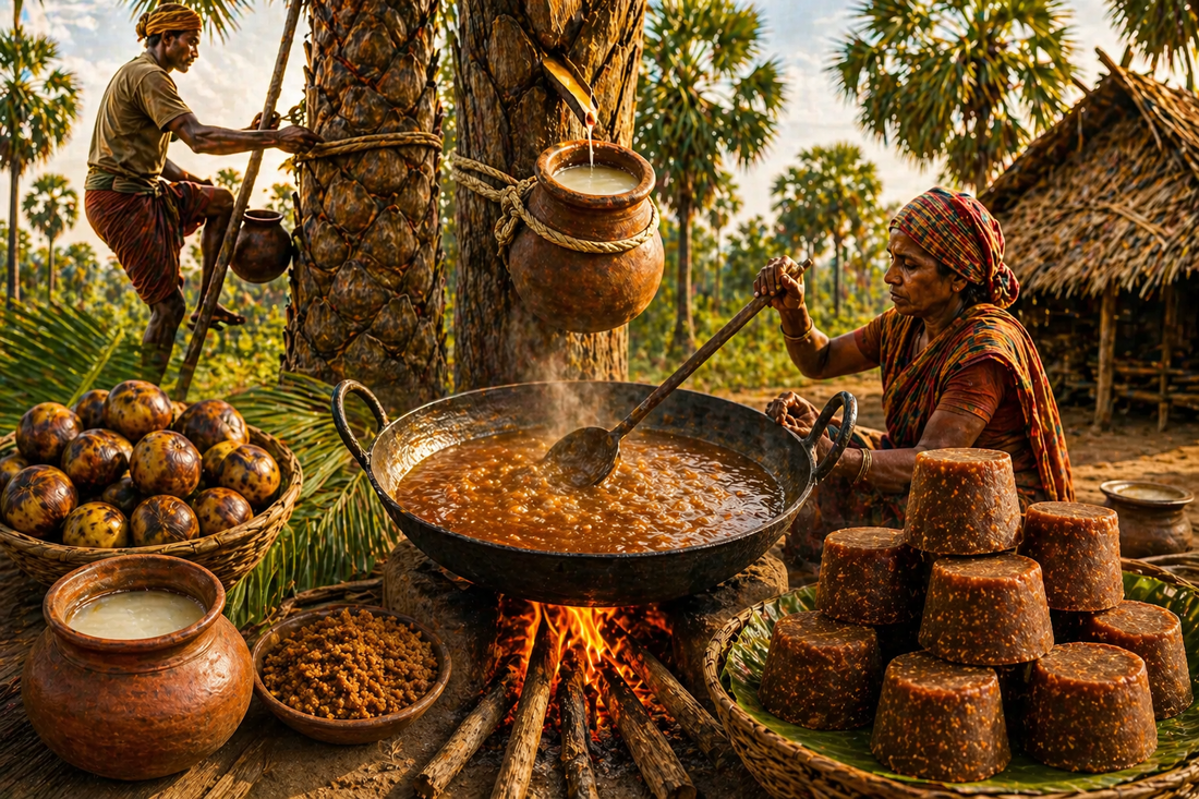 How Khajuri Guda is Made — Traditional Date Palm Jaggery Process