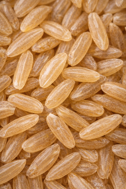 Close-up of brown rice grains