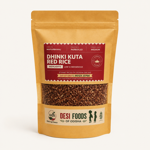 Hand-Pounded Red Rice (Dhinki kuta) | Indigenous Rice from Mayurbhanj, Odisha