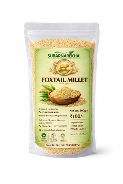 Package of Subarnarekha Foxtail Millet on a white background