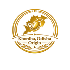 Gold logo with a map and mango illustration, indicating 'Khordha, Odisha Origin' on a white background.