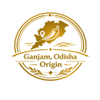 Gold logo with map and banana illustration on a white background, featuring 'Ganjam, Odisha Origin'.