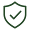 Green shield icon with a check mark