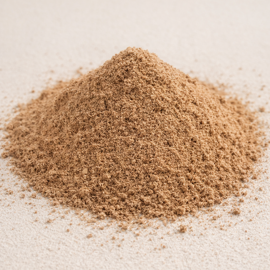 Pile of brown sand on a light beige background