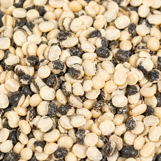 Close-up of a mix of black and white beans