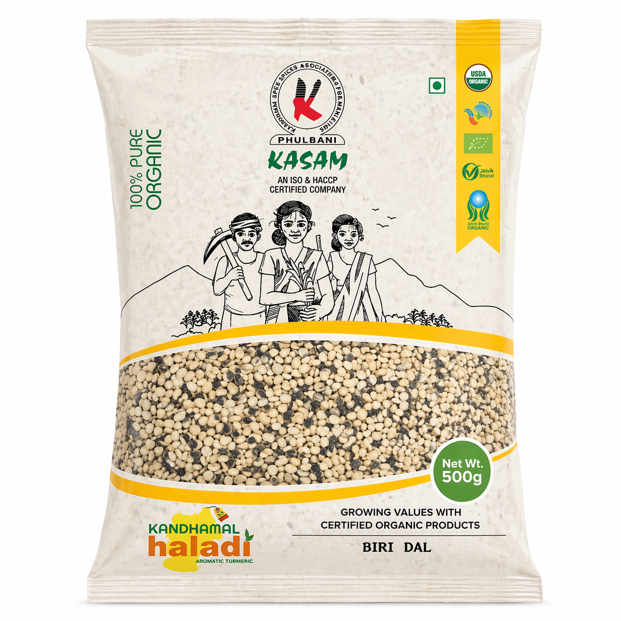 Kandhamal Haladi organic Biri Dal package on a white background