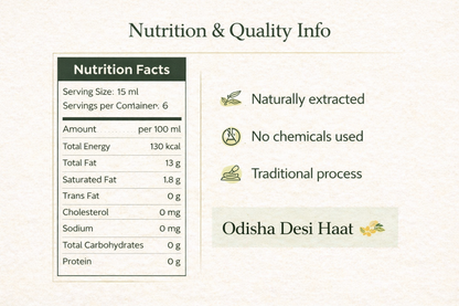 Nutrition facts label for a product with Odisha Desi Haat branding.