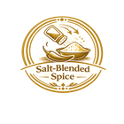Logo for Salt-Blended Spice with a bowl of spice and pepper grinder on a white background