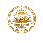Logo for Sun-Dried Chillies with a stylized illustration of sun-dried chillies and a sun in the background.