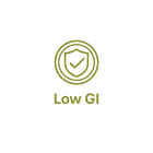 Logo with a shield and checkmark inside a circle, labeled 'Low GI', on a white background.