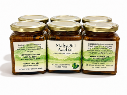 Six jars of Malyagiri Aachar 