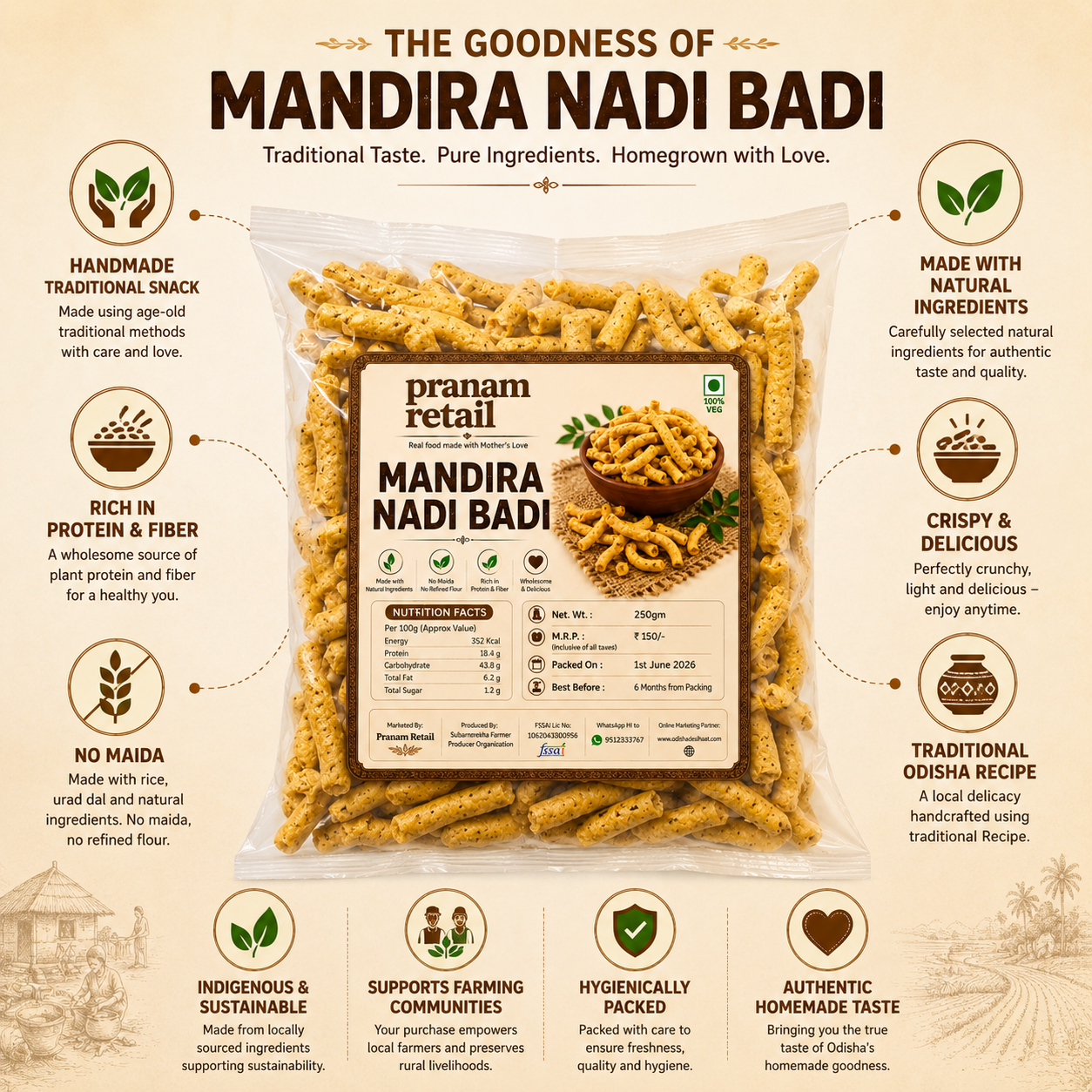 Mandira Nadi Badi | Traditional Handmade Odisha Snack