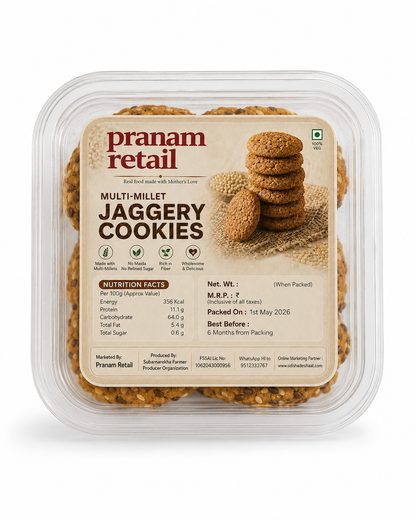 Pack of Pranam Retail Multi-Millet Jaggery Cookies 