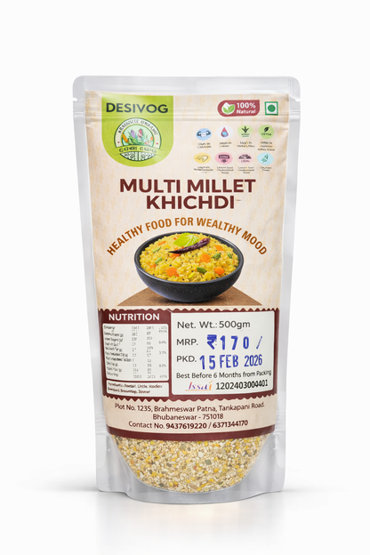 Package of Desivog Multi Millet Khichdi on a white background