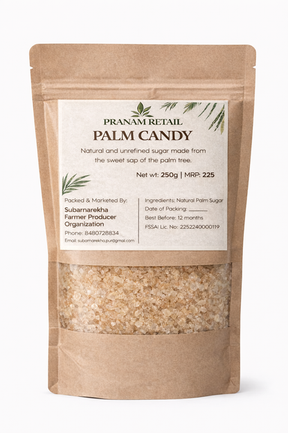 Palm candy package with a label on a white background