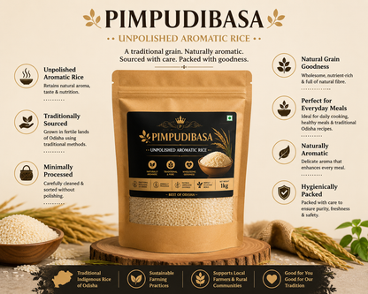 Pimpudibasa Rice – Unpolished Aromatic Rice from Odisha