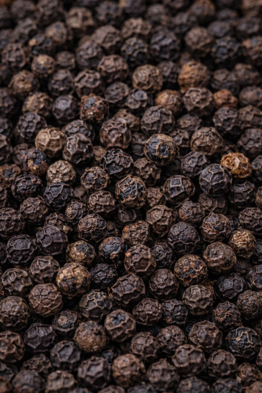 Close-up of black peppercorns