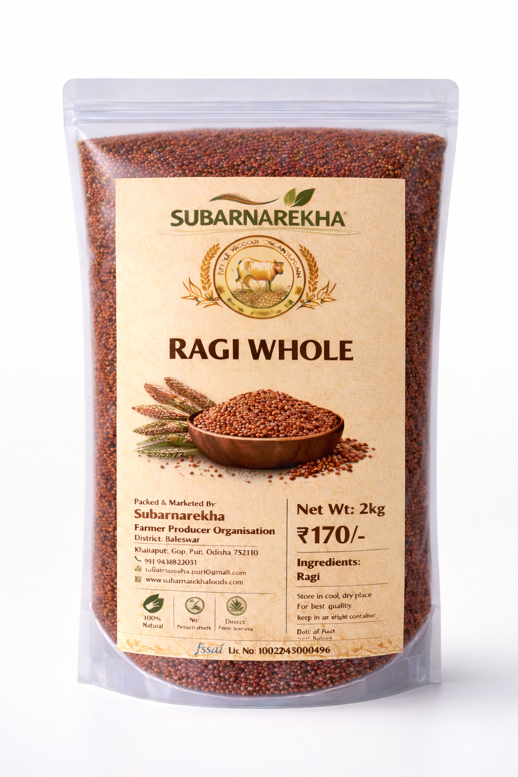 Package of Subarnarekha Ragi Whole on a white background