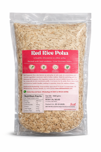 Packaged Red Rice Poha with a clear front view