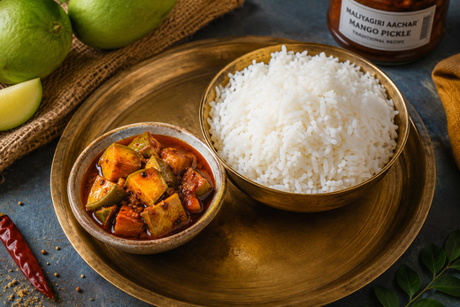 Mango Pickle with Steamed Rice