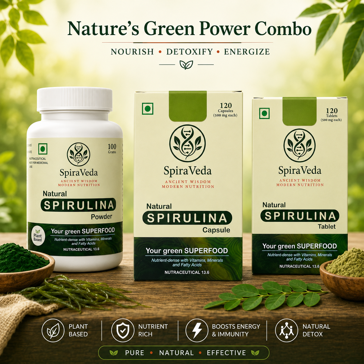 Natural Spirulina Powder, Capsules and Tablet from Odisha Super Foods