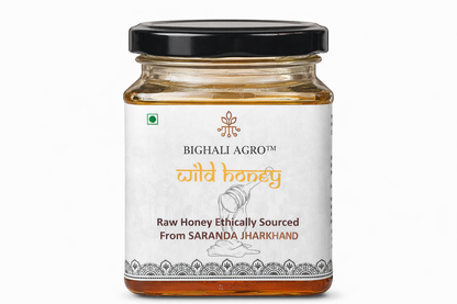 Jar of Bighali Agro wild honey on a white background
