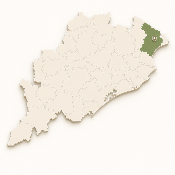 Map of a region with a green highlighted area on a white background