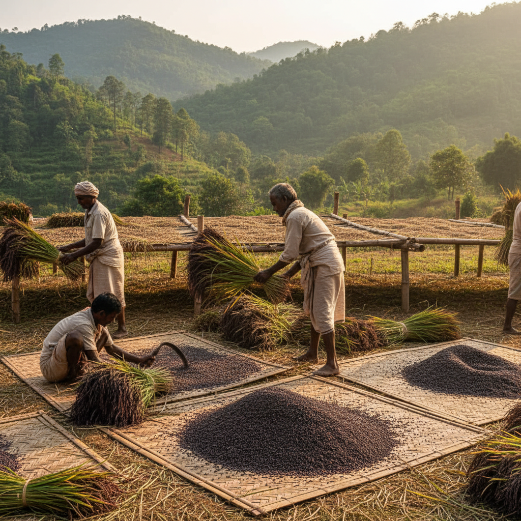 Black Rice Traditional Processing