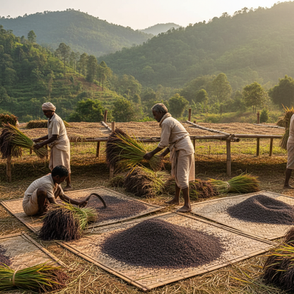 Black Rice Traditional Processing