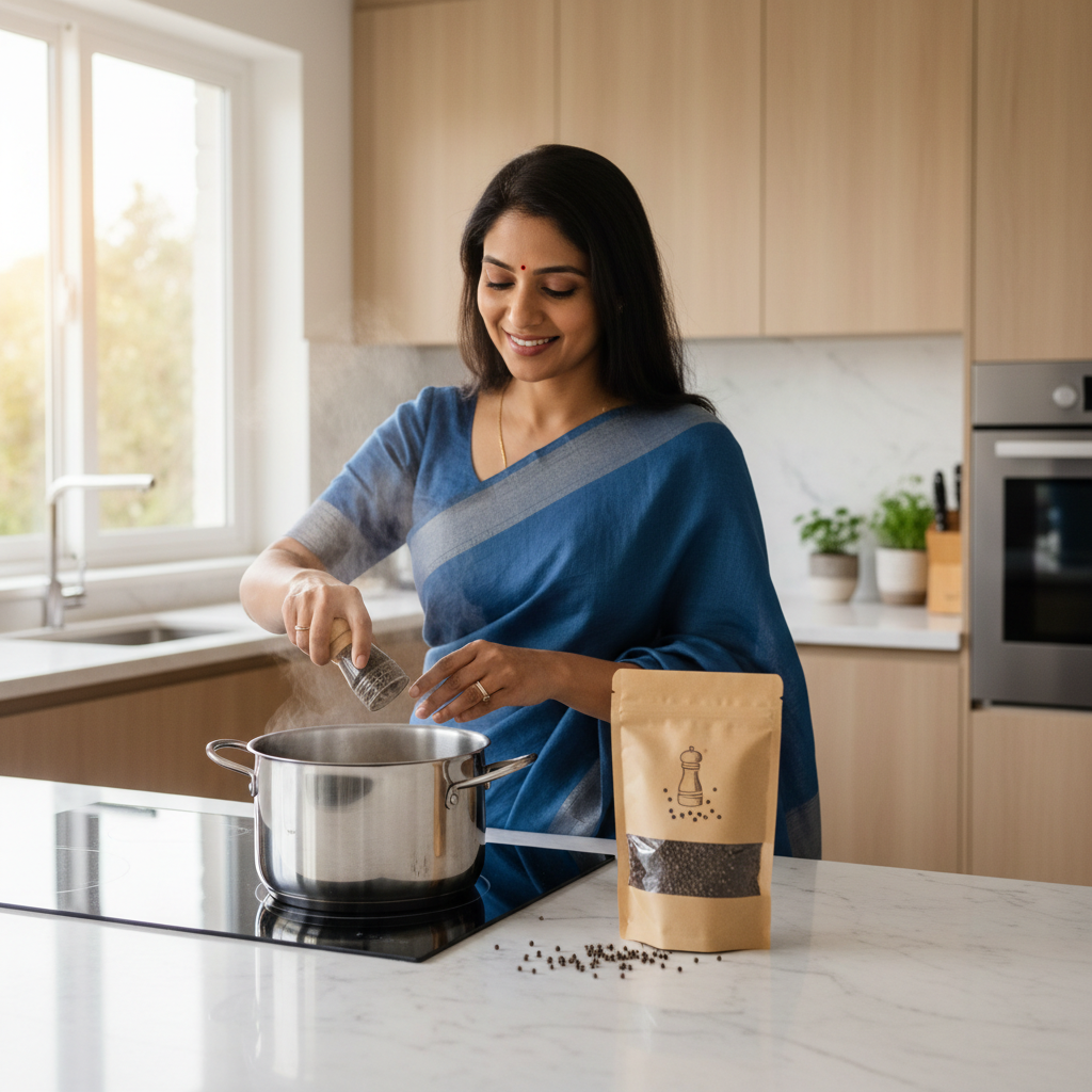 Modern Kitchen Woman Cooking