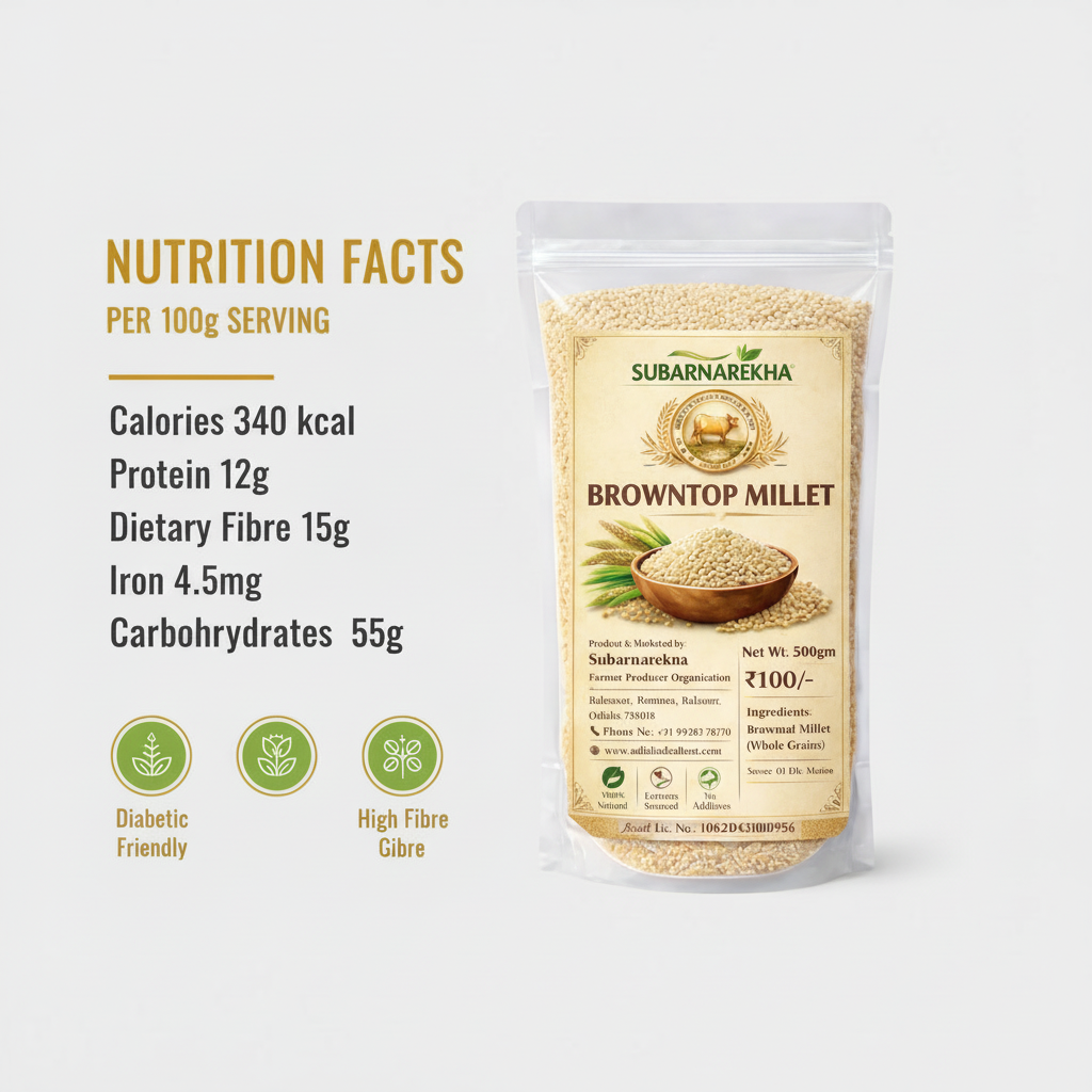Browntop Millet Nutrition Facts Infographic