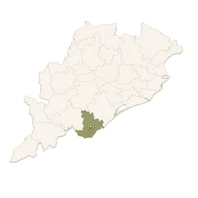 Map of Catalonia with a green marker indicating a specific location