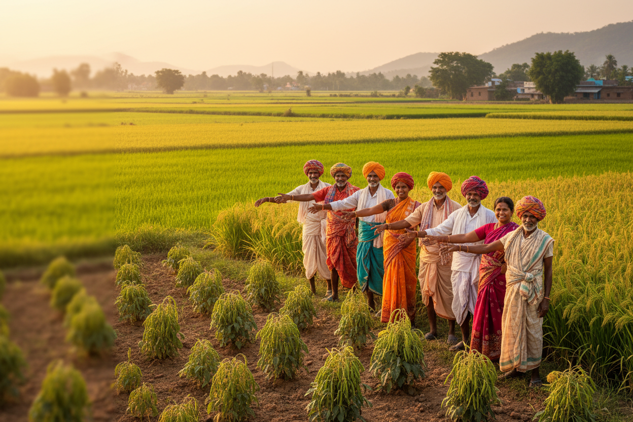 generate with farmers stangingand fields of farmers
