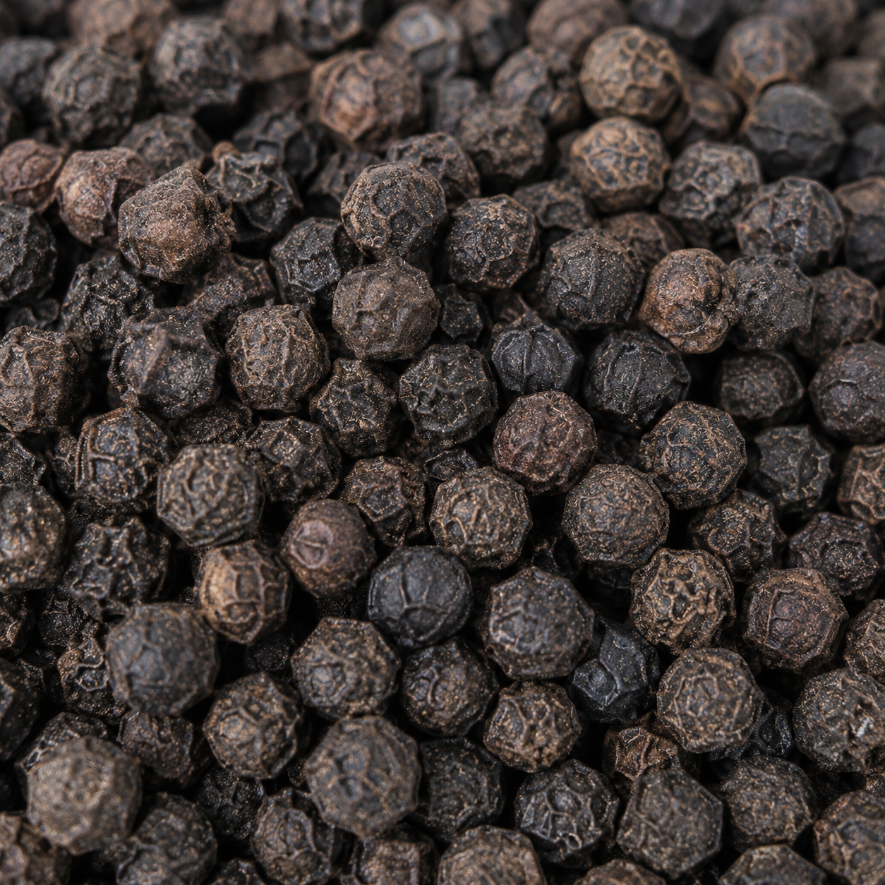 Close-up of black peppercorns