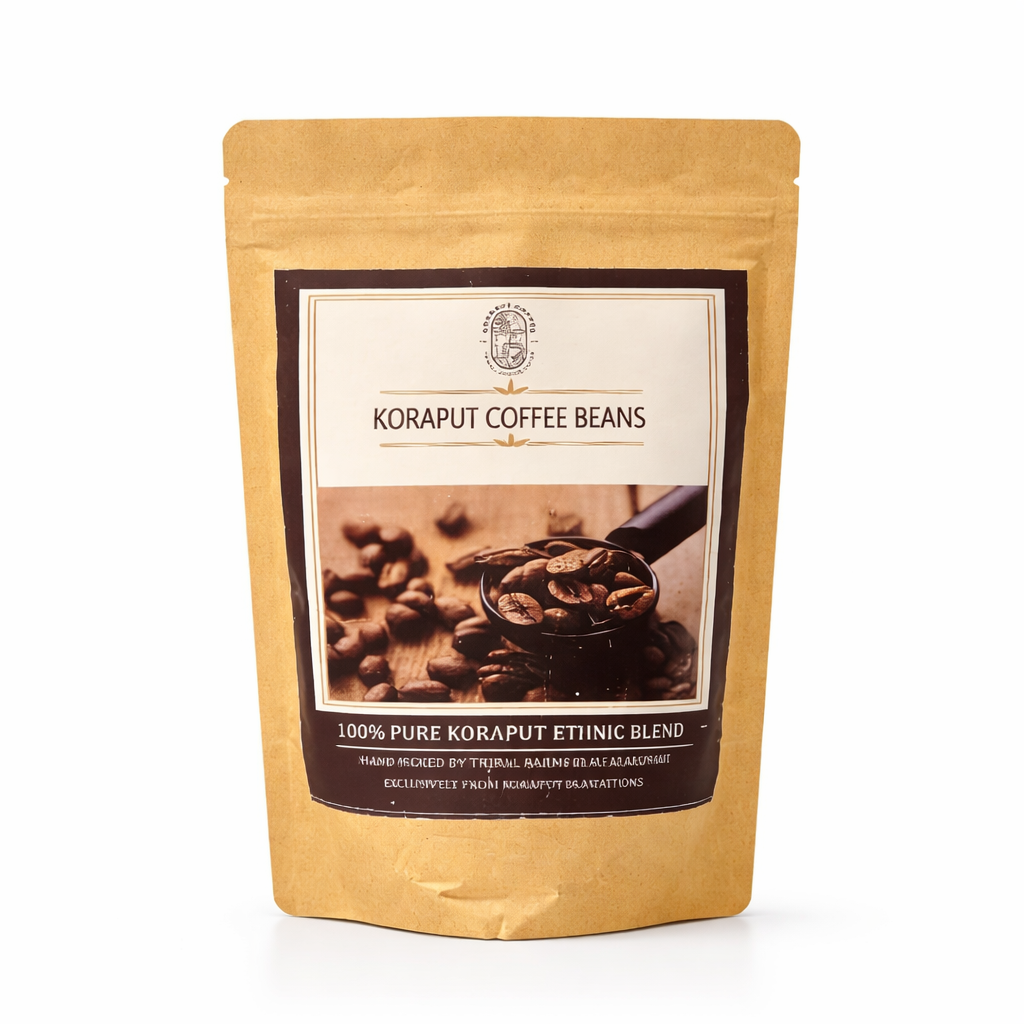 Koraput Coffee Beans packaging on a white background