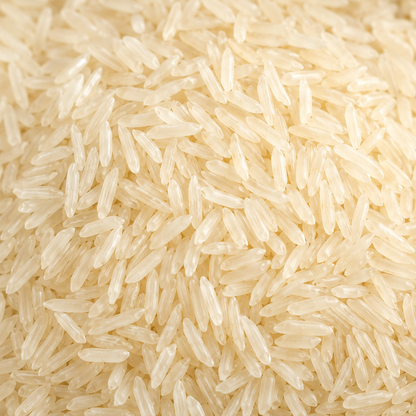 Close-up of uncooked white rice grains