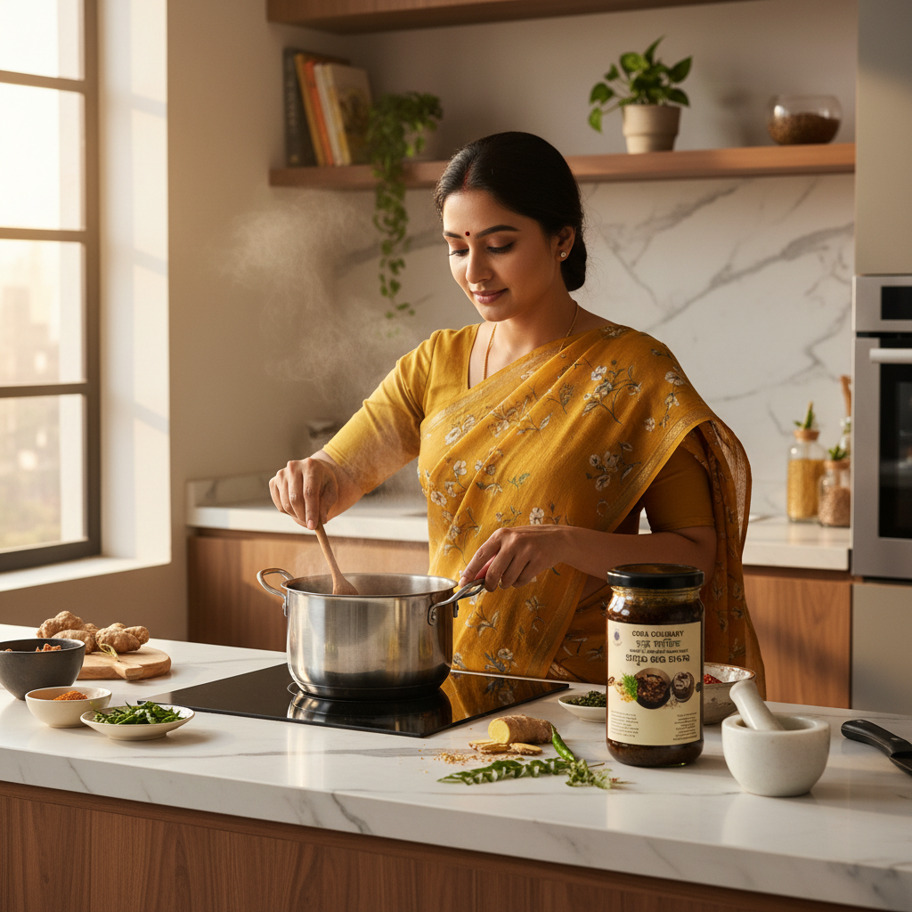 Modern Kitchen Woman Cooking