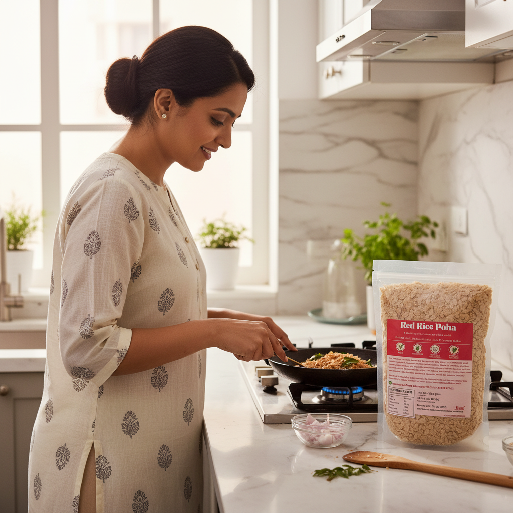 Red Rice Poha Modern Kitchen Lifestyle