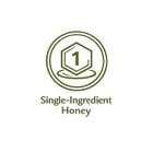 Logo for single-ingredient honey with a hexagonal design on a white background