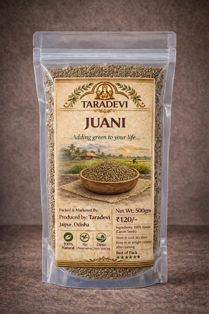 Taradevi Juani package on a brown background