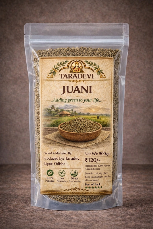 Taradevi Juani package on a brown background